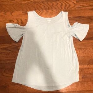 Girls cold shoulder blue t shirt
